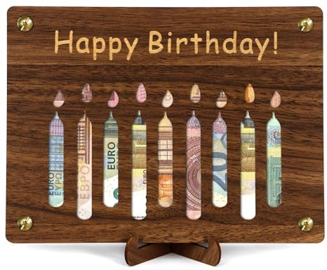 Giftota Geldgeschenke Geburtstag - Happy Birthday - Geschenke aus Holz, Geldgeschenke Verpackung mit Geburtstagskarte