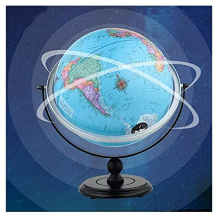 Praktischer 12 Zoll großer Globus for Erwachsene, um 720° drehbarer Globus mit schwarzem Holzständer, Weltglobus for Lehrer, Kinder, dekorativ