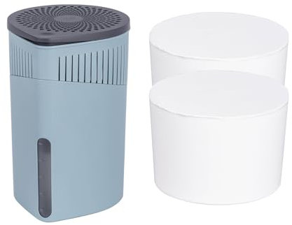 WENKO Raumentfeuchter Drop Set, Luftentfeuchter mit 2 x 1 kg Granulat-Block, Ø 15x23 cm, Türkis