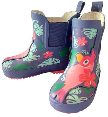 maximo Babygummistiefel, Kindergummistiefel, Gummistiefel für Mädchen, blau-pink mit Kakadu, Naturkautschuk (43203127200423, EU Schuhgrößensystem, Kleinkind, Numerisch, M, 25)