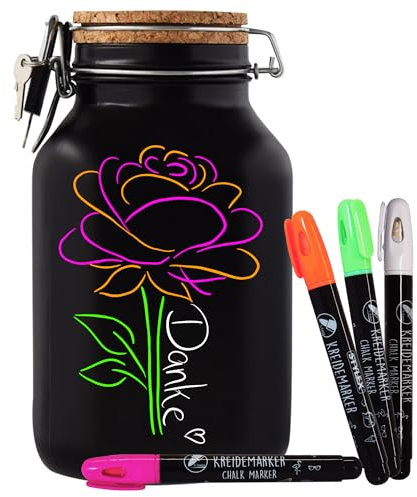 Spardose Selber Beschriften Neon bunt Geld Geschenk Idee Schwarz XXL