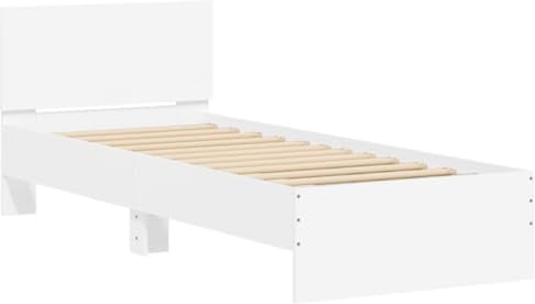 vidaXL Bettgestell mit Kopfteil und LED-Leuchten Weiß 75x190 cm