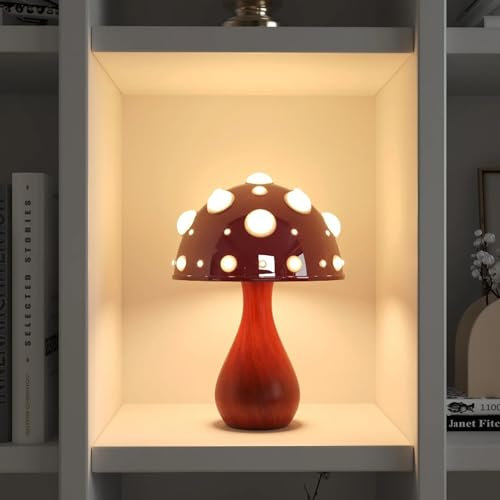 BVCL Pilz-Lampe, DREI Farben dimmen Nachttisch Tischlampe Nachttisch, G4 LED-Birne enthalten, AC 110-220V 550ml 7w, Pilz Tischlampe für Home Decor Schlafzimmer, Wohnzimmer, Büro (Color : Woody Color)