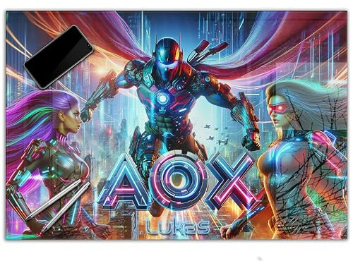 Gaming Schreibtischunterlage personalisiert mit Namen | 60 x 40 cm Superhelden | wasserfeste Schreibunterlage, abwischbar, hochwertiges Acrylglas, Gamer Teenager Kunststoff