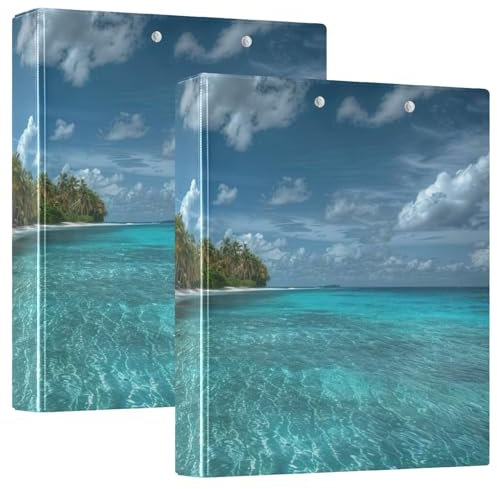 Beach Turquoise Klemmbrett-Binder, rund, 3-Ringbinder, 2,5 cm, runde Ringe, Ordner, Organizer, 2 Stück