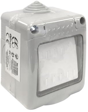 Interruptor estanco IP55 10A 250V, ideal para entornos húmedos, protege circuitos eléctricos de agua y polvo.