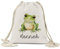 kleinebuchstaben 100% Baumwolle Turnbeutel Personalisiert mit Name - Wunschname - Sportbeutel Rucksack mit Kordelzug - für Sport Kindergarten Schule - 38 x 45 cm - 13 Liter (Frosch)