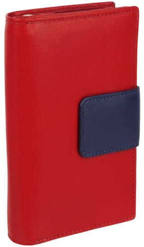 Golunski Leder Damen Bunte Zip Around Geldbörse Portemonnaie - Rot/Marineblau, Rot/Marineblau, Einheitsgröße, Zeitgenössisch