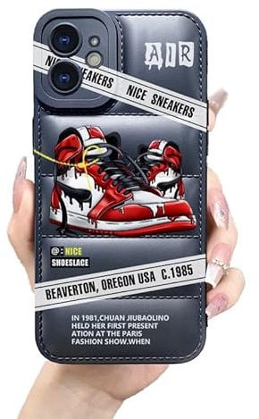 Ins Hot Sportschuh-Marke Puffer Handyhülle kompatibel mit dem iPhone 12 Case 15,5 cm für Jungs, schöne Sneakers-Ästhetik-Grafiken, weiche Silikon-Gummihülle, stoßfeste Schutz-Hülle gegen Stürze