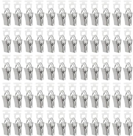 60 x Gardinenhaken zum Klemmen, Vorhangrollenclip, Vorhangklammern Gardinenhaken mit Rollen, Vorhang Klammern für Schiene, Vorhang Clips für Schiene für Erkerfenster, Raumteiler (B)