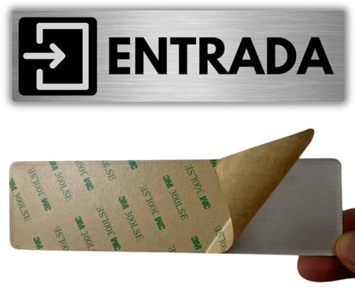 LEIASA | Señal Adhesiva Entrada - 5 x 18 cm - Grosor 0.8 mm - Señal Rectangular - Señal Entrada - Signo Entrada - Cartel adhesivo (Señal Entrada)