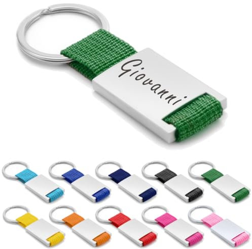 ibera gifts - Portachiavi personalizzato in metallo/poliestere - con nome per personalizzati casa uomo personalizzabile auto (Verde)