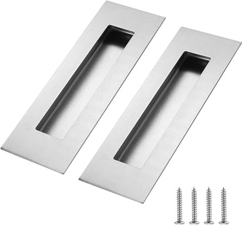 DEFIYEAR 2PCS Recessed Sliding Door Handles, 150mm Stainless Steel Flush Door Handles - for Sliding Door Pocket Door Barn Doors Cabinets and Closets