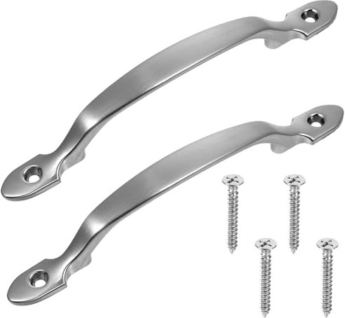 2 Stück Silber Türgriff, Vintage Edelstahl Schrank Schublade Griffe, Robuste Gusseisen für Außenbereich, Garage, Kleiderschrank
