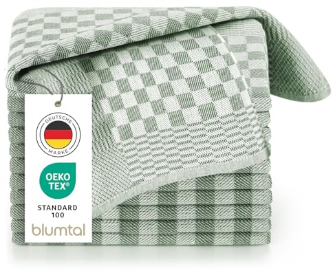 Blumtal Geschirrtücher Baumwolle 50x70 cm im 10er Set - Oeko-TEX zertifizierte Küchentücher - extrem saugstarke Geschirrhandtücher - Küchenhandtücher waschbar 95 °C - Geschirrtuch Garden Green