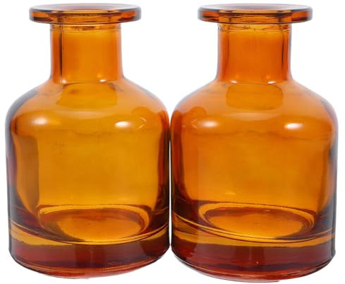 HOMSFOU Glass Diffuser Bottles: 2 Pcs Empty Diffuser Container Refillable Aromatherapy Jars Aromatherapy Container for DIY Fragrance Replacement, 150ml/5oz, (Amber)