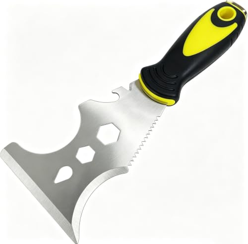 Multifunctional Scraper Tool, Stainless Steel 16 in 1 Painter Professional Multifunctional Wallpaper Scraper Paint Roller Paint Stripper Can Opener Straight and Curved Manual Filler DIY Tools