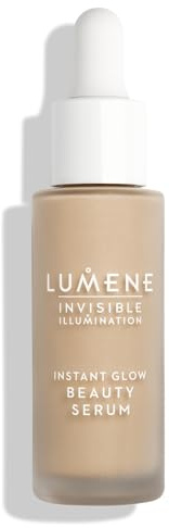 LUMENE Invisible Illumination Instant Glow Beauty Serum | Universal Medium | Gesichtsmake-up & aufhellendes Serum | Leichte, aufbaubare Deckkraft | Vegan | 30 ml