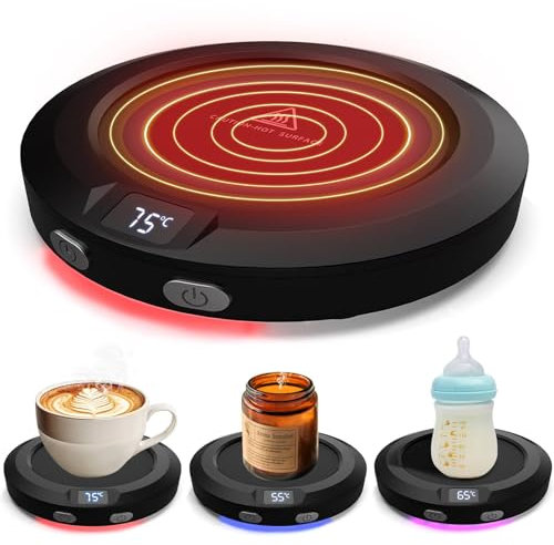 MQFORU Mug Warmer, 3 Adjustable Temperature Coffee Warmer for Desk 55-75℃,1-12H Auto Shut Off Electric Beverage Warmer Plate for Coffee,Tea, Water, Milk, Cocoa