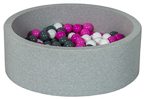 Velinda Piscine a balles pour Enfant, Aire de Jeu + 150 balles (Couleurs des balles: Blanc, Rose, Gris)