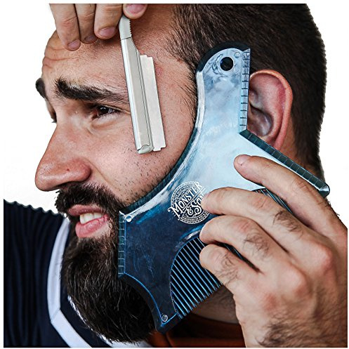 Monster&Son Beard Shaping Tool - Classic Oversized Design (Blue-Clear)