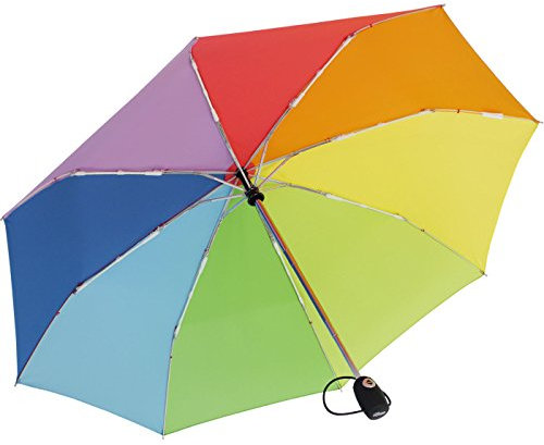 iX-brella Leichter Solider Taschenschirm mit Auf-Zu-Automatik - mid Class - Regenbogen