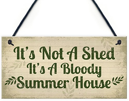 RED OCEAN Garden Sign It's Not A Shed, It's A Summer House Outdoor Novelty Plaque Shed Sign Friendship Gift
