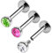 KJM FASHION 3 STK Metall Internally Threaded Labret 1,2 mm 16 g 6mm 1/4 3mm Peridot Kristallkugel Cartilage Madonna Marilyn Monroe Ohrringe Piercing Schmuck 0452