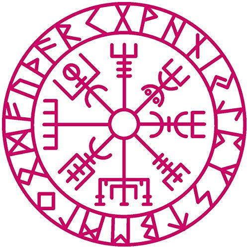 Samunshi® Aufkleber Vegvisir mit Runen C Vikings Wikinger für Auto Motorrad in 11 Größen und 25 Farben (25x25cm pink)