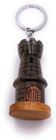 H-Customs Ritter Turm Festung rund Holz Edel Handmade Schlüsselanhänger Anhänger