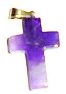 Unbekannt Kreuz Anhänger aus Edelstein (wählbar: Howlit, Jaspis, Karneol, Türkis, Blaufluss, Jaspis, Chalcedon, Opalit, Obsidian etc.) (Amethyst)