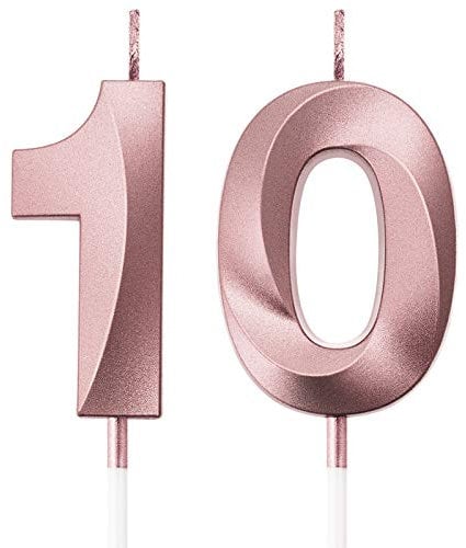 10. Geburtstag Kerzen Kuchen Nummer Kerzen Alles Gute zum Geburtstag Kuchen Topper Dekoration für Geburtstag Party Hochzeit Jahrestag Feier Lieferungen (Rose Gold)