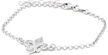 TALISMAN JEWELLERY Armband Blume de Lys aus Silber mit weißen Zirkonia - Fleur de Lis- weiß
