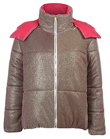 Lazzboy Store Winterjacke Damen Herbst- Und Winter-Damen Reißverschluss Mit Hut Reflective Short Thickened Bread Suit Wintermantel Pullover Damen Winter (Rosa,M)