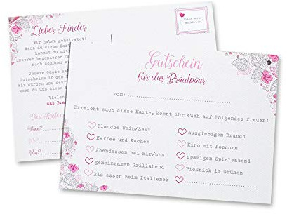 Feenstaub 30 Ballonflugkarten Hochzeit Flower, Gutschein fürs Brautpaar, Luftballonkarten extra leicht, Postkarte Hochzeit, Hochzeitsspiele für Gäste, Hochzeitsüberraschungen Ideen für Draußen