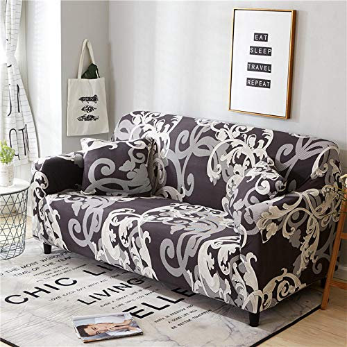 LNXSESN Sofabezug Fuchsiaweiß Barock Sofaüberwurf Stretch Couch überwurf Elasthan Universal Sofahusse Moderne Anti-Haar Couch überzug Antirutsch Sofa überzug 2 Sitzer