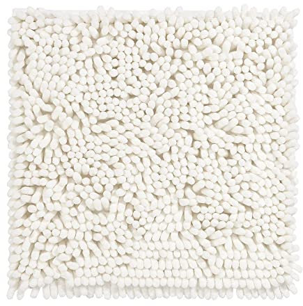 PANA® Premium Chenille Badematte (45x45cm) • Ideal als WC Vorleger, Duschmatte, Badvorleger, WC-Vorlage • Weich, rutschfest & waschbar • Badteppich ohne Ausschnitt • Farbe: Creme