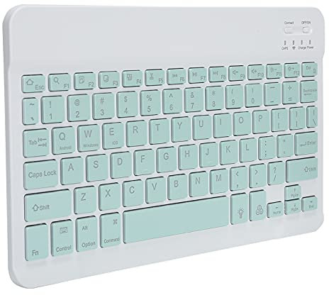 Advanced Wireless Illuminated Keyboard, Ultra Slim Full Size Keyboard, Tactile Responsive Typing, Bluetooth Rechargeable Backlit with Numeric Keypad for Tablet Phone and Desktop Computers(Green)