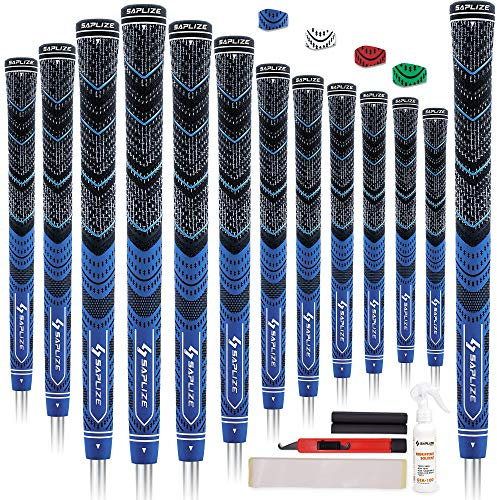 SAPLIZE Golf Griffe Satz von 13 Standard Größe mit kompletten Regripping Kits All Weather Compound Hybrid Rubber Golf Club Griffe, Blau