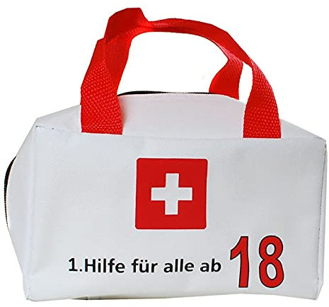 Schnooridoo 1. Hilfe Tasche Geburtstag Party Polyester Weiss/Rot (Tasche 1.Hilfe für alle ab 18)