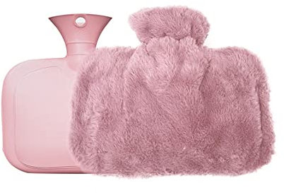 GIVBRO Wärmflasche mit Cartoon-Tier-Bezügen aus weichem Samt, abnehmbarer, waschbarer Wärmflaschenbezug, 1500 ml