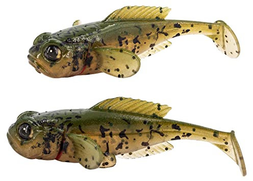 5er Set FISHN GOBYone 7,6cm 9gr Ultra Realistische Grundel Gummifisch zum Angeln auf Barsch und (Mudd T-Paddle)