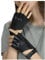 GSG Damen Fingerlose Lederhandschuhe zum Autofahren Ungefütterte Schaffell Halbfinger Handschuhe aus echtem Leder Schwarz X-Large