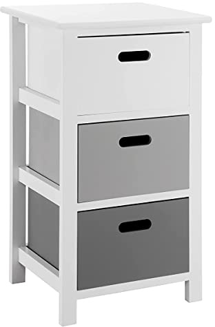 LIVIVO 4 NINA Storage Cabinet with Drawers - Paulownia Sturdy Wood Bathroom Storage Cabinet for Home Decor, Bedroom, Living Room and Hallway - Elegant Bedroom Cabinet (4 Drawer, Grey & White)