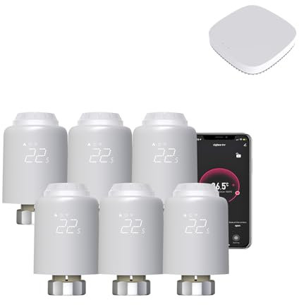 Qiumi Zigbee Smart Thermostatic Radiator Valve, Unterstützt Fernbedienung durch Smart Life App, Sprachsteuerung durch Alexa und Google Assistant (LED DISPLAY)