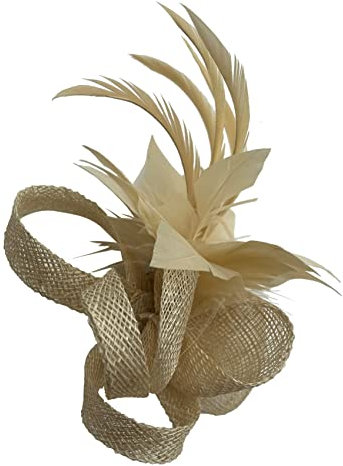Finecy In New Women Ladies Small Flower Feather Fascinator Brooch Clip Party Royal Ascot Wedding Race Nude