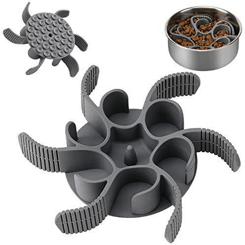 Anipaw Comedero Lento para Perros, Cuencos de Silicona en Espiral, comedero para Perros de Raza Grande, Mediana y pequeña, Cuencos de Acero Inoxidable, plástico, Vidrio y cerámica para