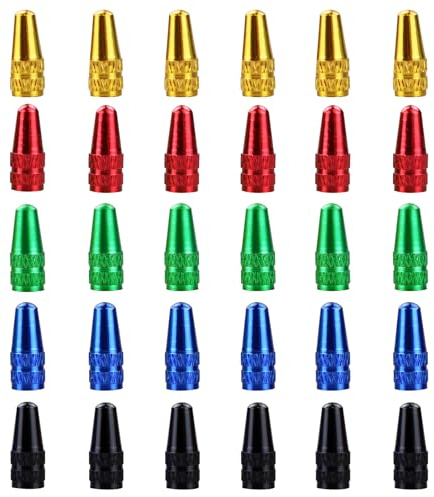 30 Pezzi Bicicletta Presta Cappucci delle Valvole, Multicolore Lega di Alluminio Anodizzato Tappi Valvola Ciclismo, Stile Francese Bici Tappi per Pneumatici Coperture a prova di polvere Coprivalvole