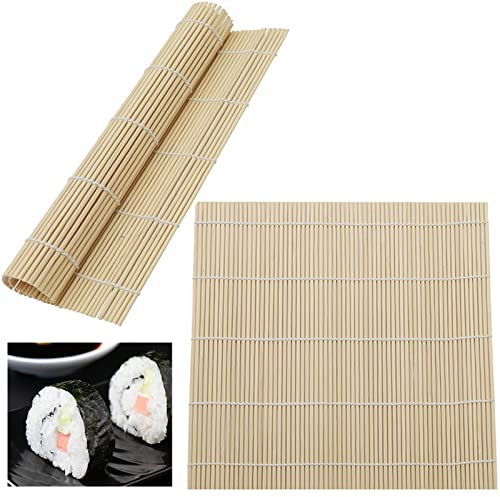LZZEM 2 Stück Bambus Sushi Rollmatte Natürliches Bambus-Rollwerkzeug für Maki-Sushi Sushi-Mach-Set für Anfänger und Sushi-Enthusiasten