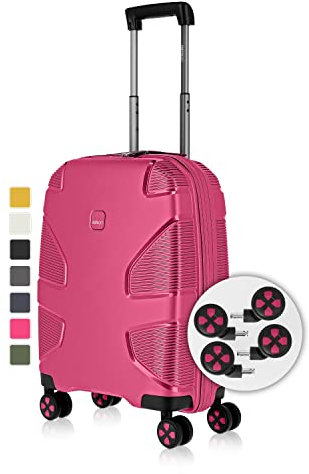 IMPACKT IP1 4-Rad Handgepäckkoffer aus recyceltem Material mit 6 Jahren Garantie; nachhaltiger Hartschalenkoffer mit austauschbaren klick-Rollen + USB Port; 55 cm, 2,8 kg, 38 Liter
